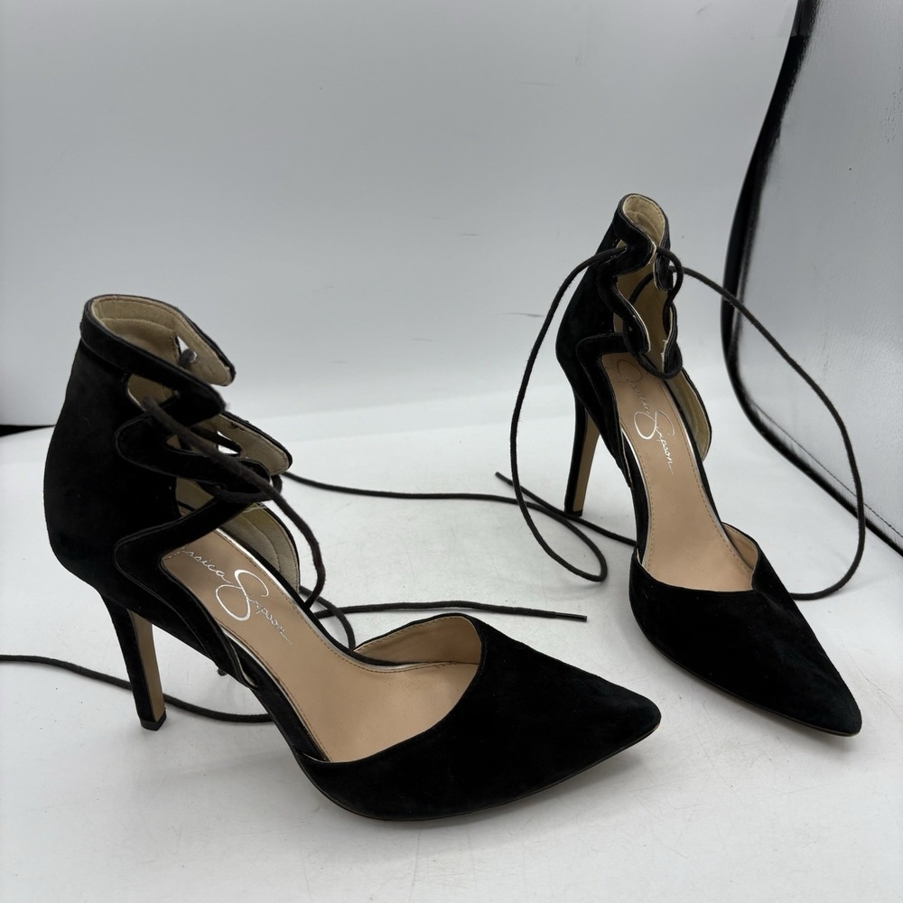 Jessica Simpson Shoes Womens Size 7.5 M Cena Pump Heels Black Suede Leather